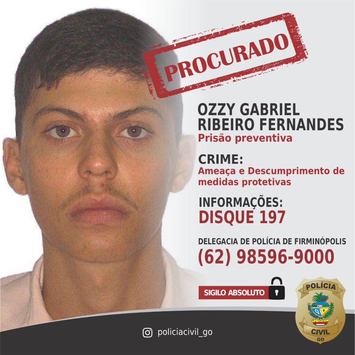 Polícia Civil procura por foragido que ameaçou de morte ex-companheira e ex-sogra em Firminópolis