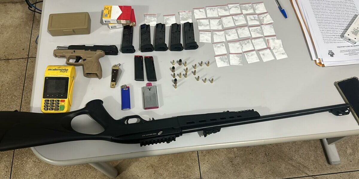 PCGO prende em flagrante suspeito de praticar crimes de tráfico e associação para o tráfico e posse irregular de arma