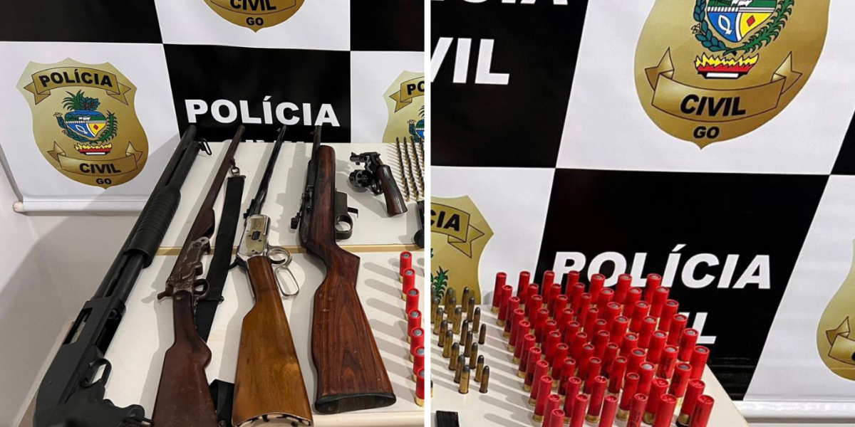 PCGO apreende armas de fogo e prende trio em flagrante por posse ilegal em Inhumas