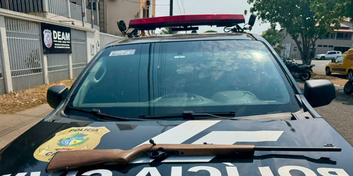 PCGO apreende arma de fogo usadas em crimes contra a mulher e indicia dois suspeitos, em Iporá