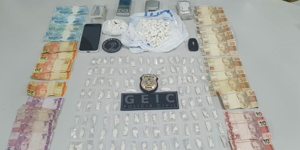 PCGO desativa ponto de tráfico de drogas em Cristalina e prende traficante