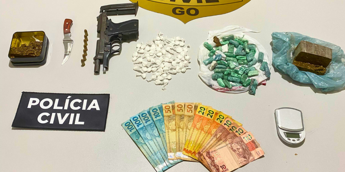 PCGO prende homem em flagrante por tráfico de drogas e receptação em Posse