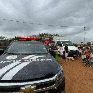 Ação social: PCGO distribui cestas básicas e ovos de Páscoa para crianças em Aparecida de Goiânia