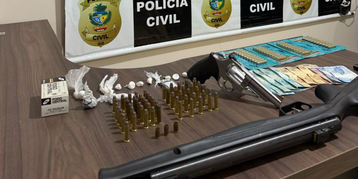 PCGO prende homem por tráfico de drogas e porte ilegal de arma de fogo em Alexânia