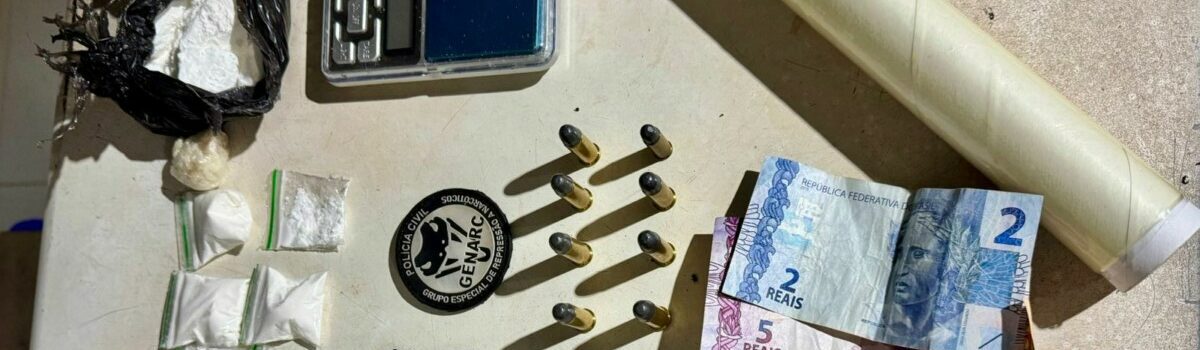PCGO fecha ponto de venda de drogas e prende indivíduo por tráfico e posse irregular de munições