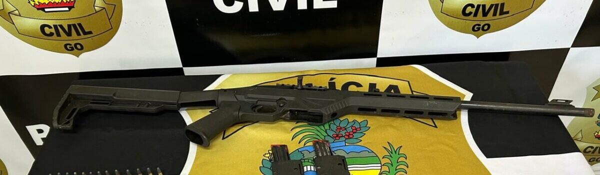 PCGO cumpre mandado de busca e apreensão em fazenda e apreende arma de fogo e munições, em Catalão