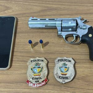 PCGO cumpre prisão preventiva, buscas e apreende arma de fogo de autor de violência doméstica, em Campos Verdes