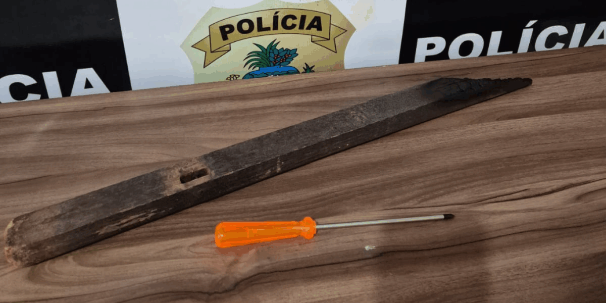 PCGO prende homem em flagrante por agredir mãe idosa e irmã com pedaço de madeira e chave de fenda em Orizona