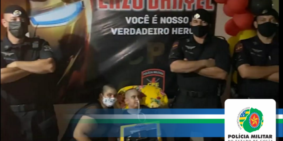 Polícia militar em Trindade realiza sonho de criança que luta contra tumor cerebral