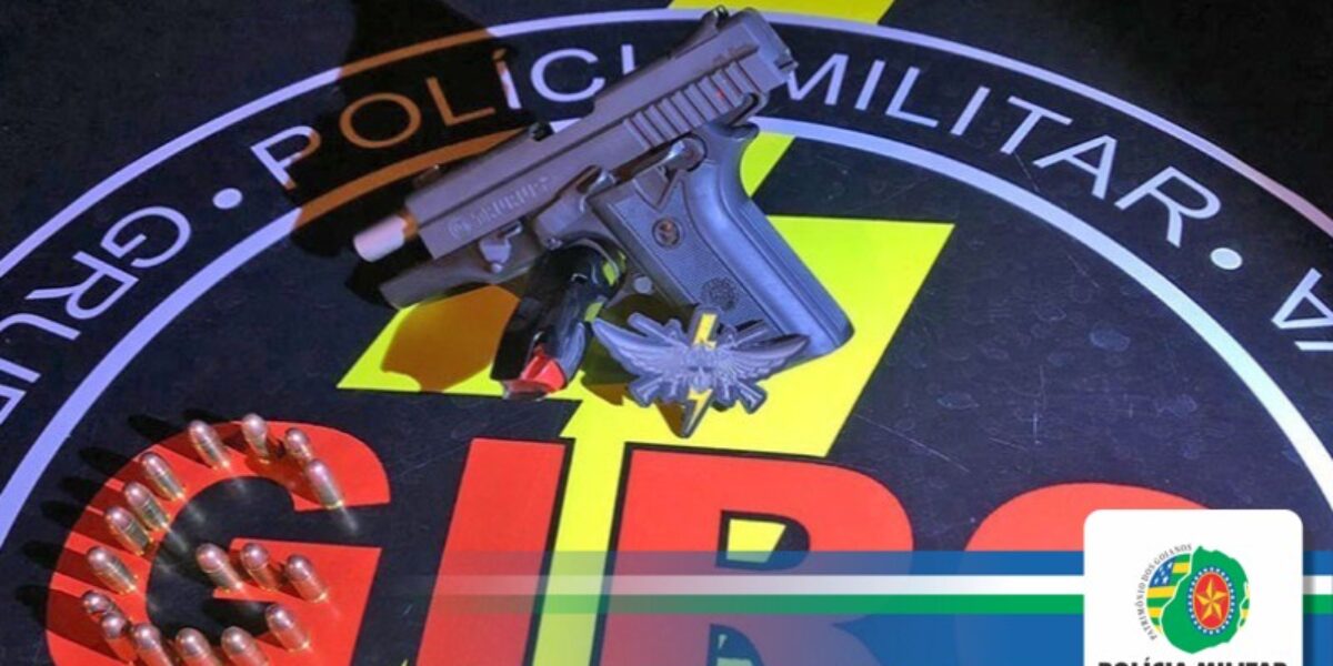 Durante abordagem de rotina em distribuidora de bebidas uma equipe do GIRO prendeu infrator que estava portando uma arma de fogo ilegal, na Região Noroeste de Goiânia