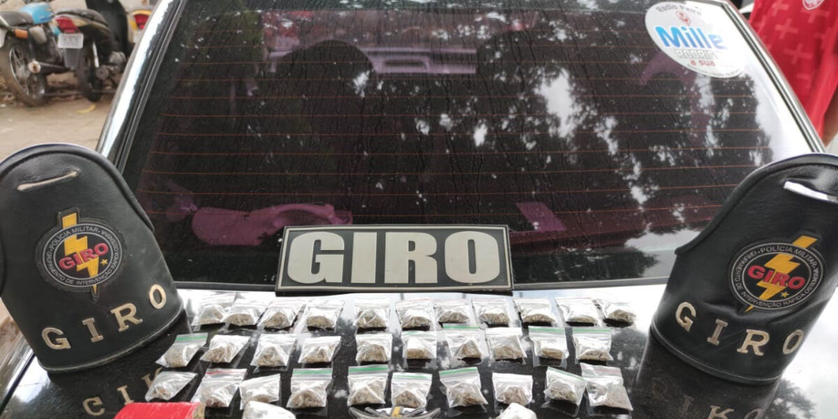 GIRO prende traficantes, apreende arma, drogas e recupera carro roubado em Aparecida de Goiânia