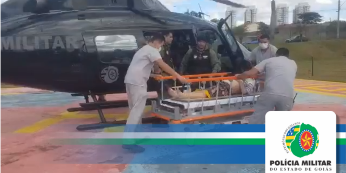Resgate aéreo: PM presta socorro a senhora com suspeita de AVC