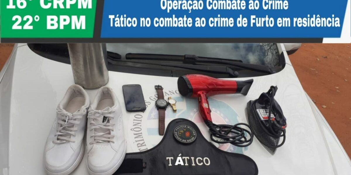 22º BPM prende em flagrante suspeito de assaltar uma residência em Trindade-GO