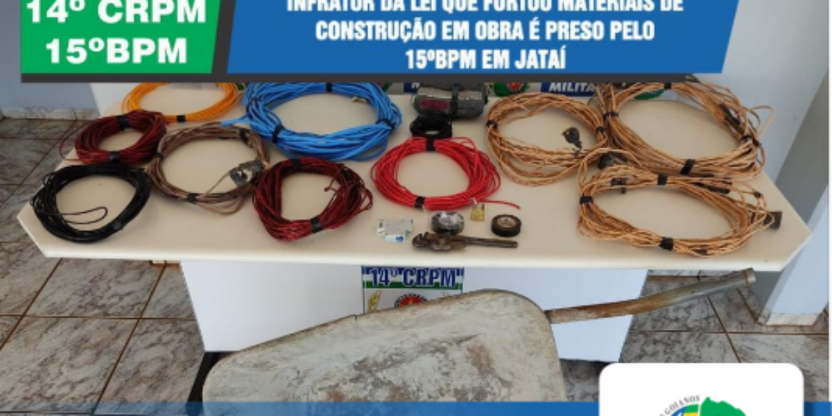 Homem é preso em Jataí por furtar materiais de construção.