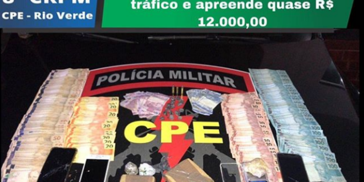  PMGO desarticula associação para o tráfico e apreende quase R$ 12.000,00 em dinheiro.