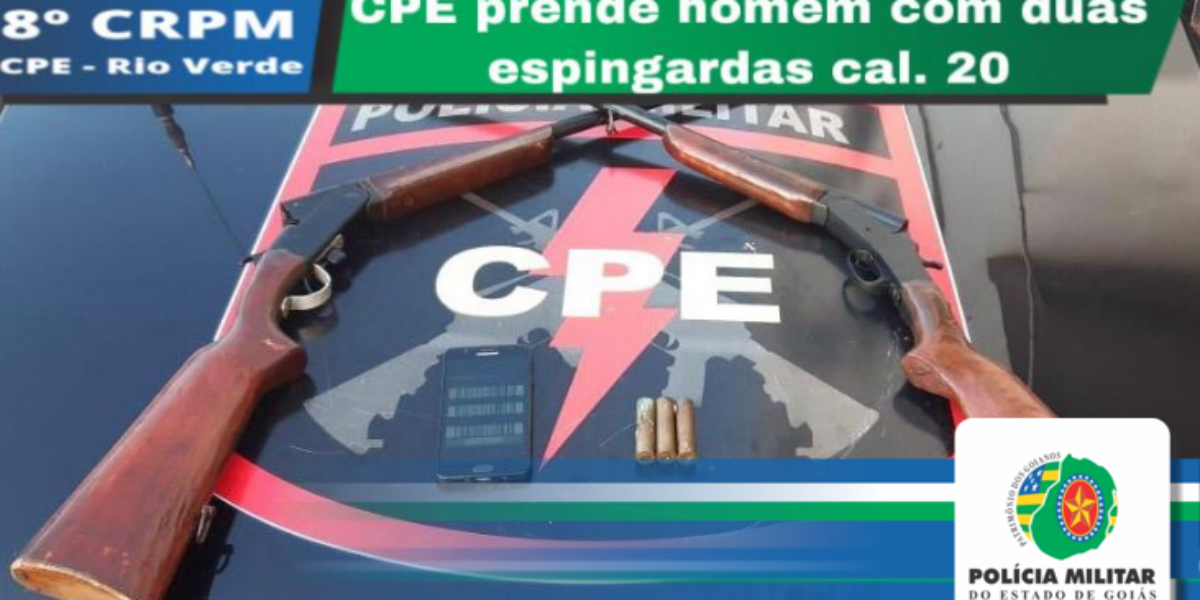 Polícia militar apreende duas espingardas em Rio Verde.