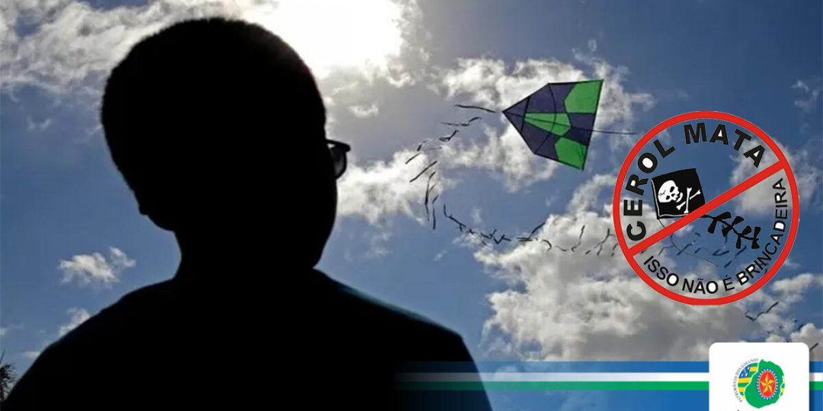 A Polícia Militar de Goiás alerta: o uso de linha com cerol ou outro material cortante ao empinar pipa é crime!