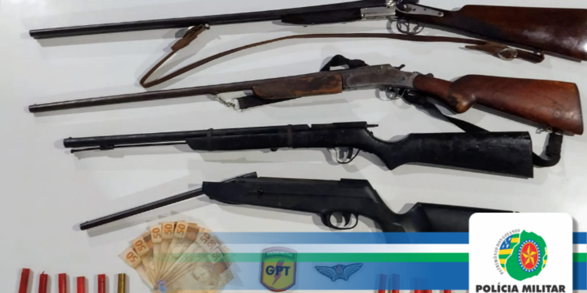 PM apreende armas de fogo na cidade de Goianésia.