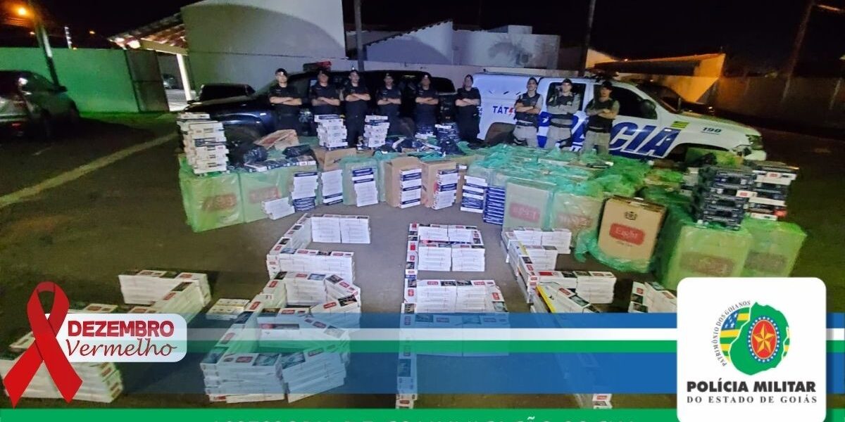 CPE e 2° BPM apreendem carga com 60 mil maços de cigarro contrabandeado