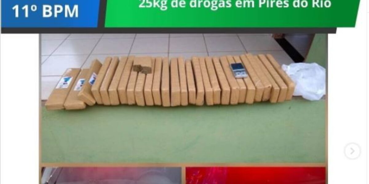 Operação integrada entre Polícias Militar e Civil resulta na apreensão de 25kg de entorpecentes em Pires do Rio