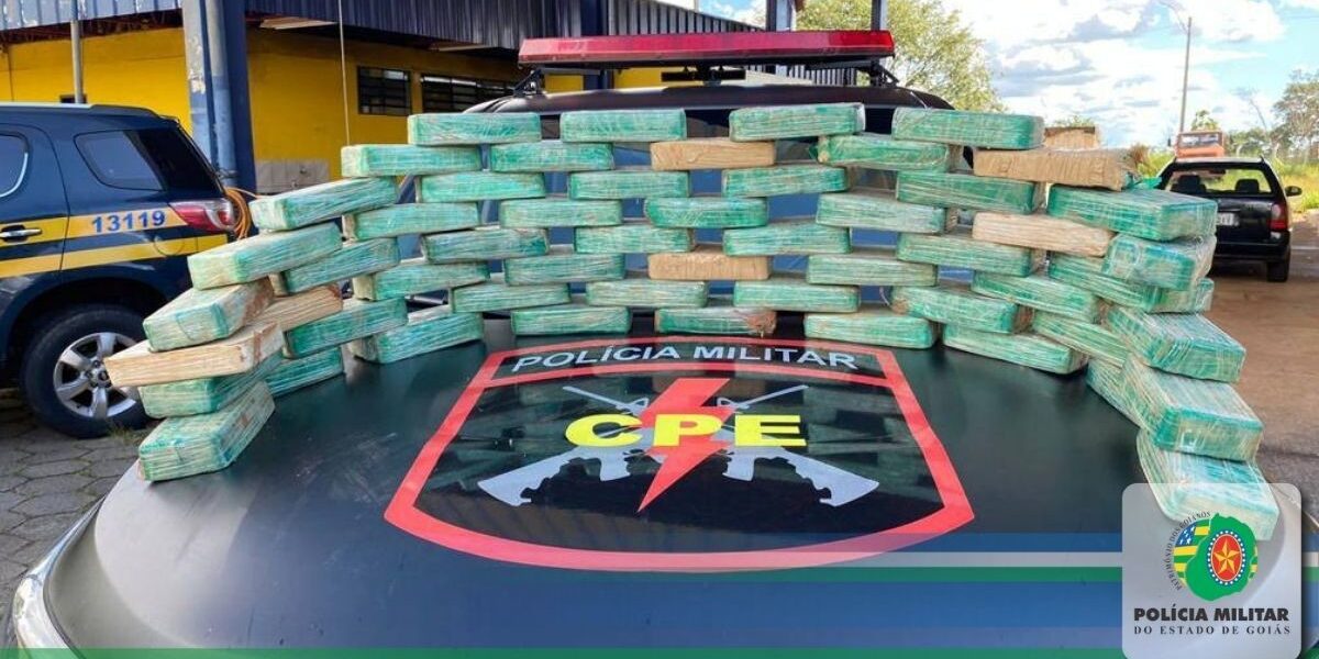 Ação conjunta entre PMGO e PRF resulta na apreensão de 55kg de pasta base de cocaína