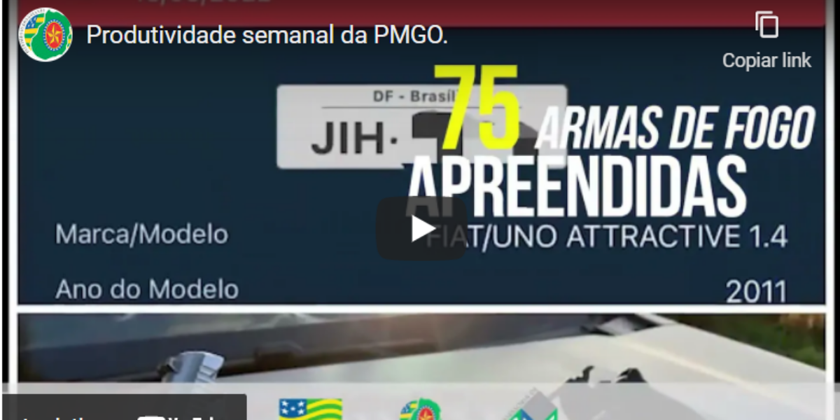 Vídeo da Produtividade Semanal da PMGO