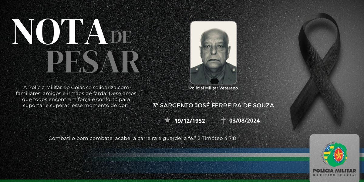 Nota de falecimento- 3º SGT Veterano José Ferreira de Souza