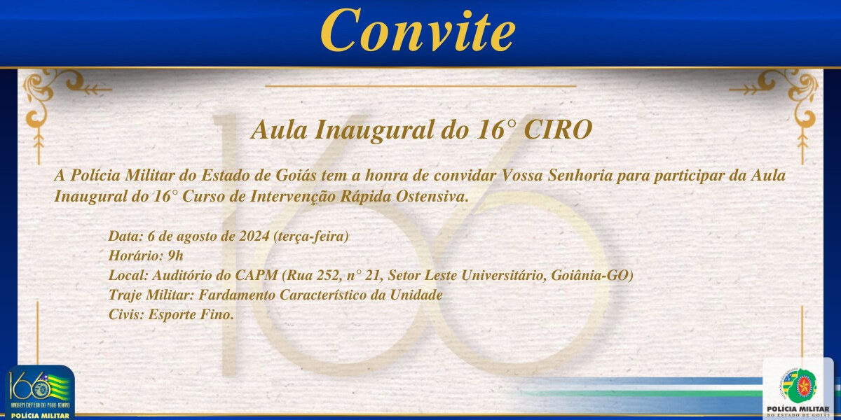 Convite – Aula inaugural do 16º CIRO
