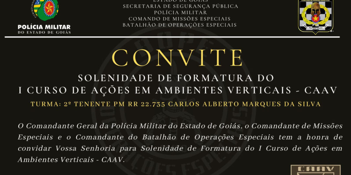 Convite: Formatura do Curso de Ações em Ambientes Verticais