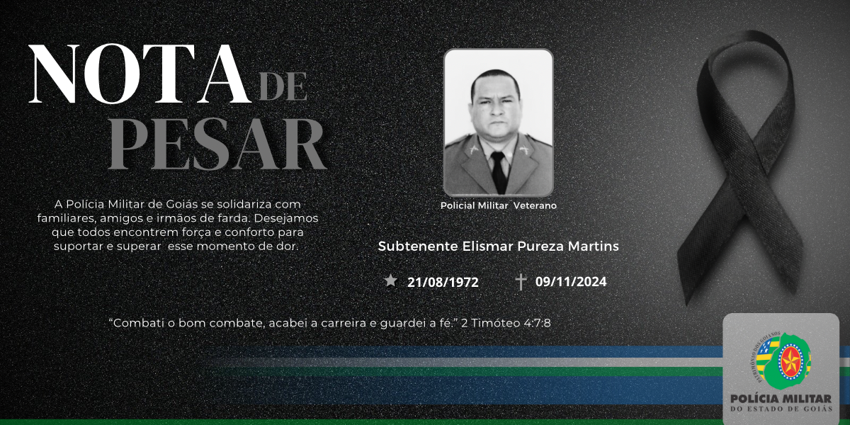Nota de Falecimento – Subtenente Elismar Pureza Martins