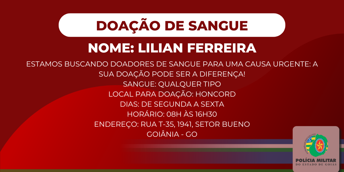 Pedido de Doação de Sangue – Lilian Ferreira