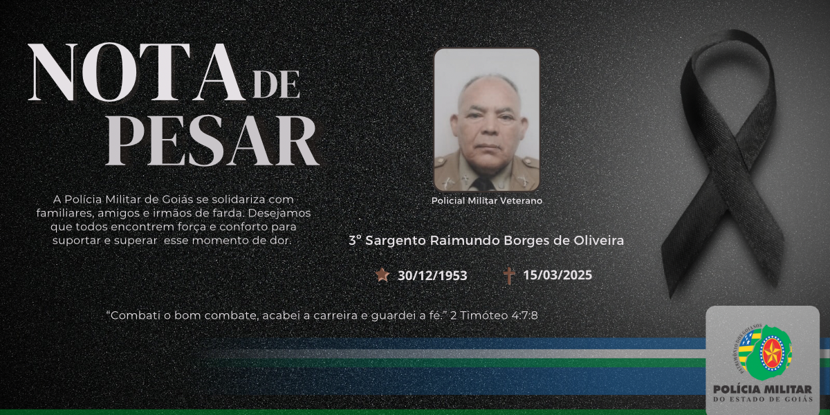NOTA DE FALECIMENTO – 3º Sargento Veterano Raimundo Borges de Oliveira
