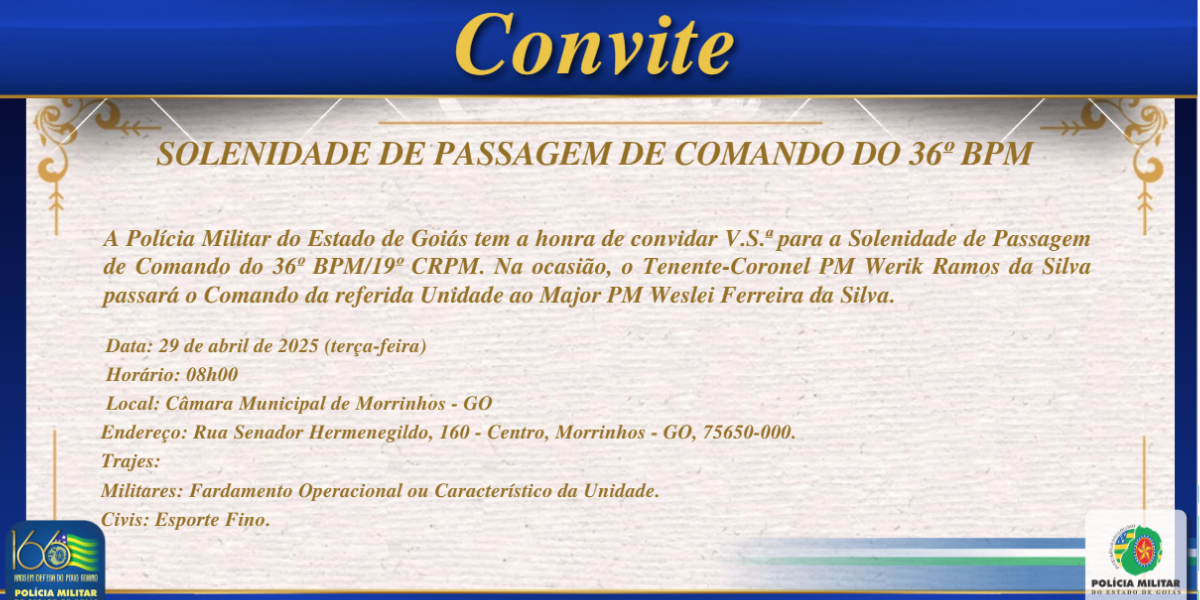 SOLENIDADE DE PASSAGEM DE COMANDO DO 36º BPM