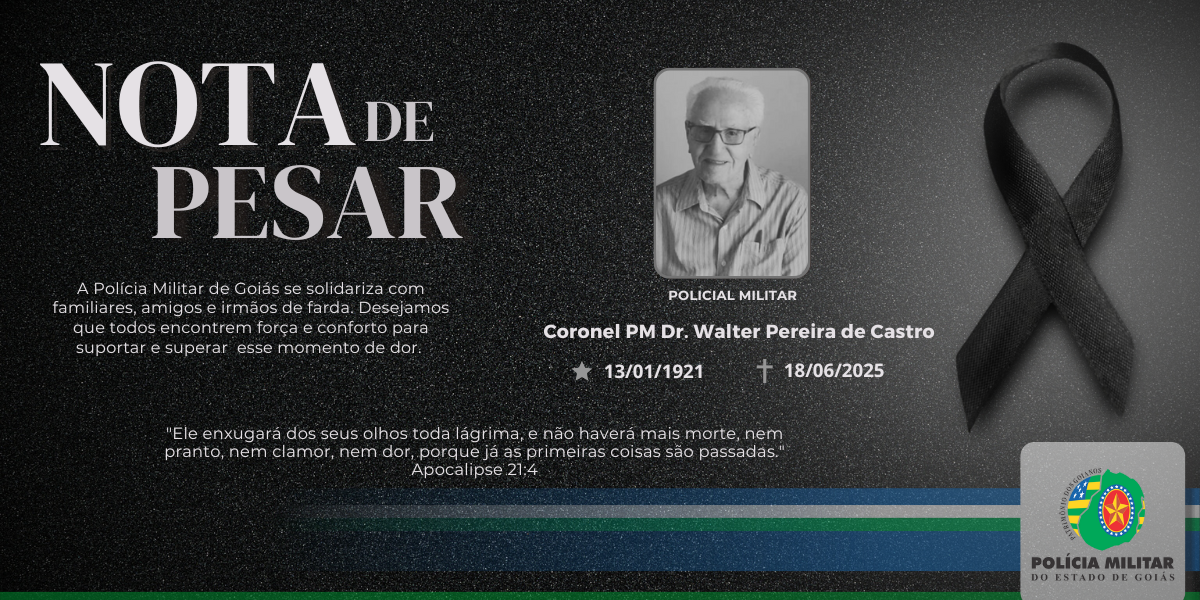 NOTA DE FALECIMENTO – CORONEL VETERANO DR. WALTER PEREIRA DE CASTRO