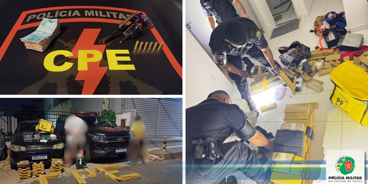 CPE de Aparecida de Goiânia apreende mais de 100 kg de drogas e arma de fogo