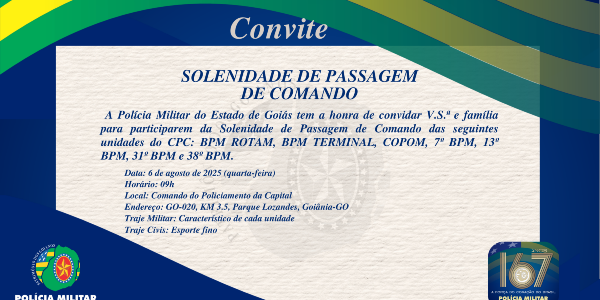 CONVITE: SOLENIDADE DE PASSAGEM DE COMANDO