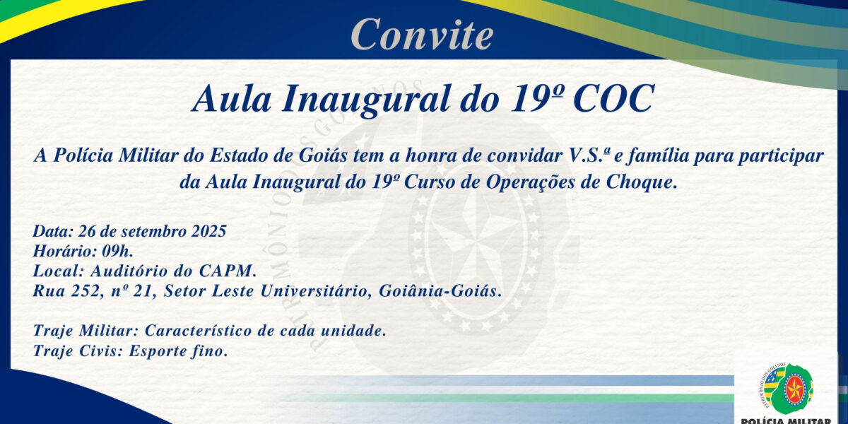 CONVITE – AULA INAUGURAL DO 19º COC