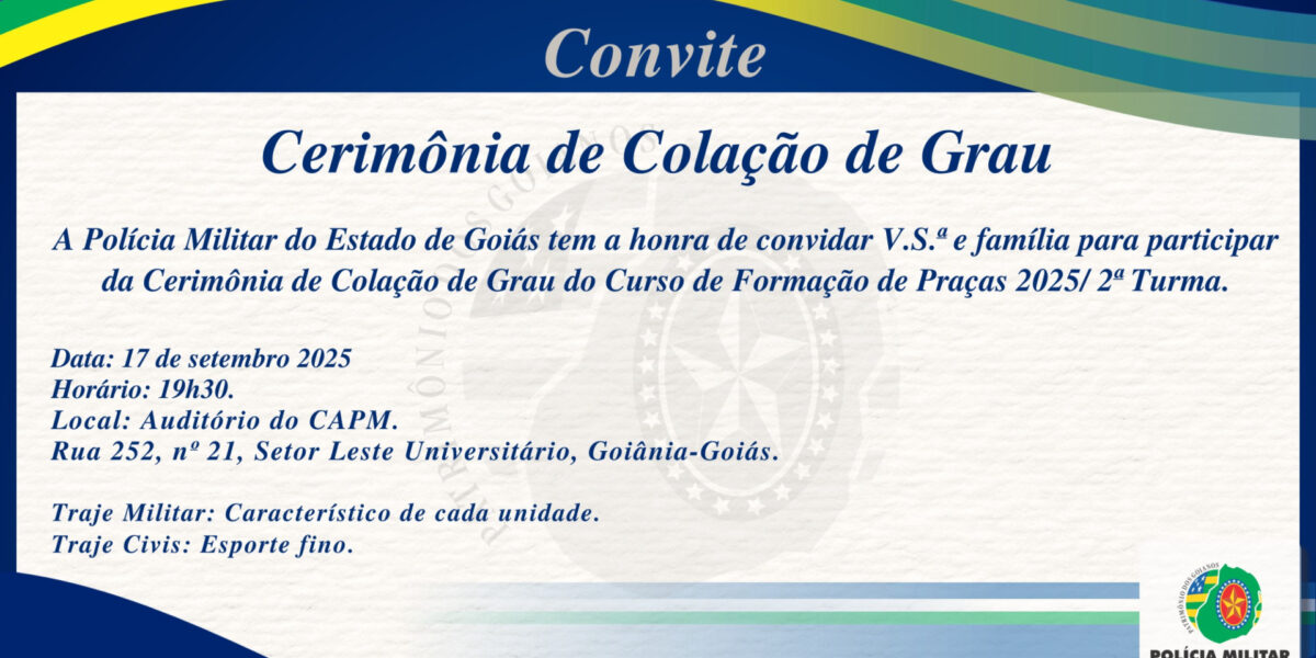 CONVITE – CERIMÔNIA DE COLAÇÃO DE GRAU