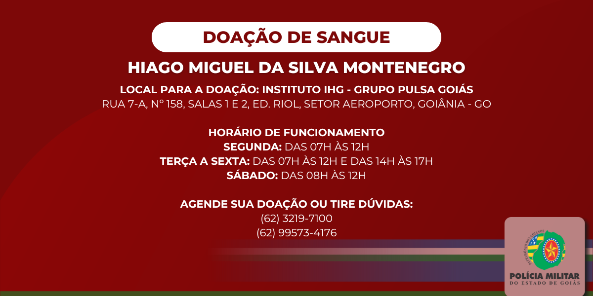 DOAÇÃO DE SANGUE – HIAGO MIGUEL DA SILVA MONTENEGRO