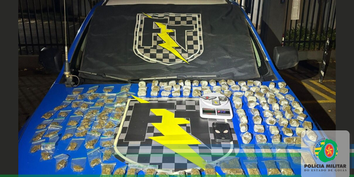 FORÇA TÁTICA DE GOIANÉSIA PRENDE TRAFICANTE E GERA PREJUÍZO DE 70 MIL REAIS AO CRIME