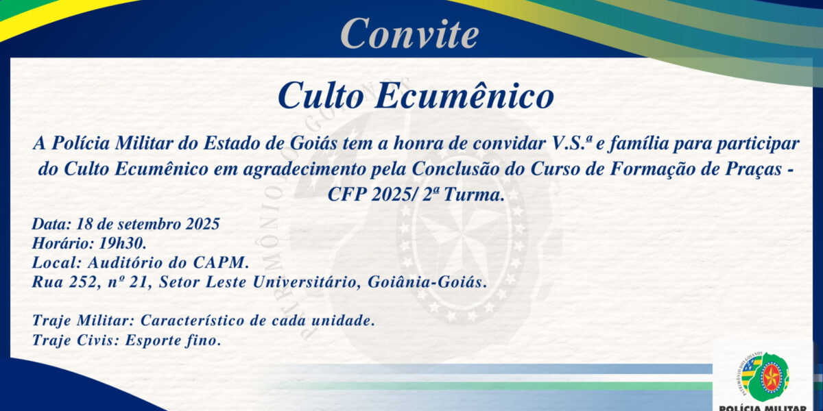 CONVITE – CULTO ECUMÊNICO – CFP 2025/2a TURMA