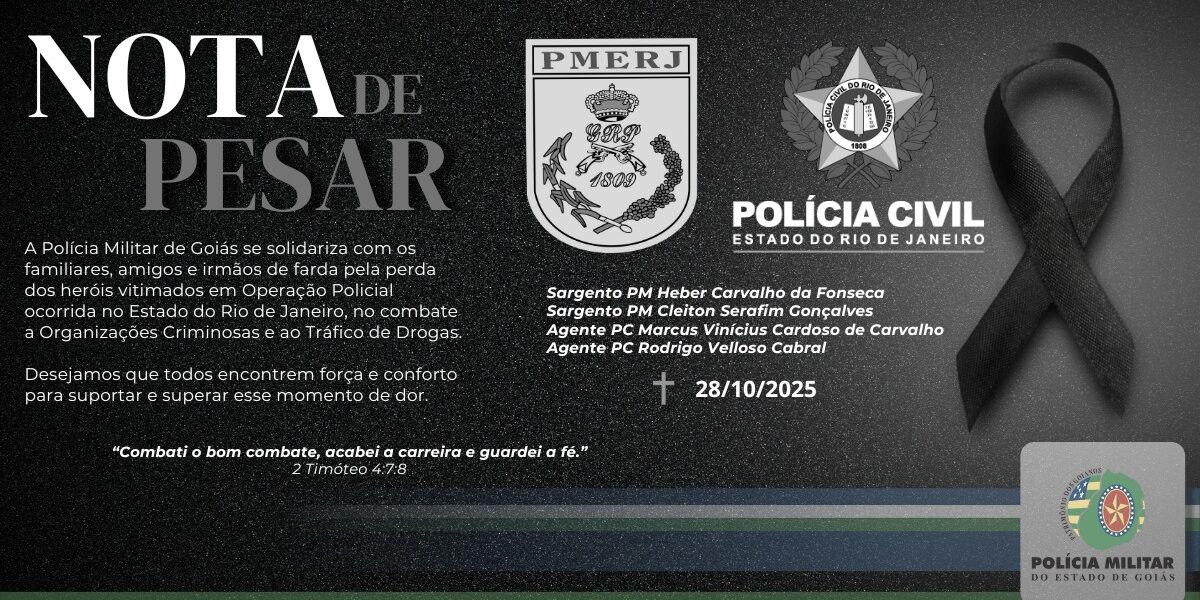 NOTA DE PESAR – OPERAÇÃO POLICIAL NO ESTADO DO RIO DE JANEIRO