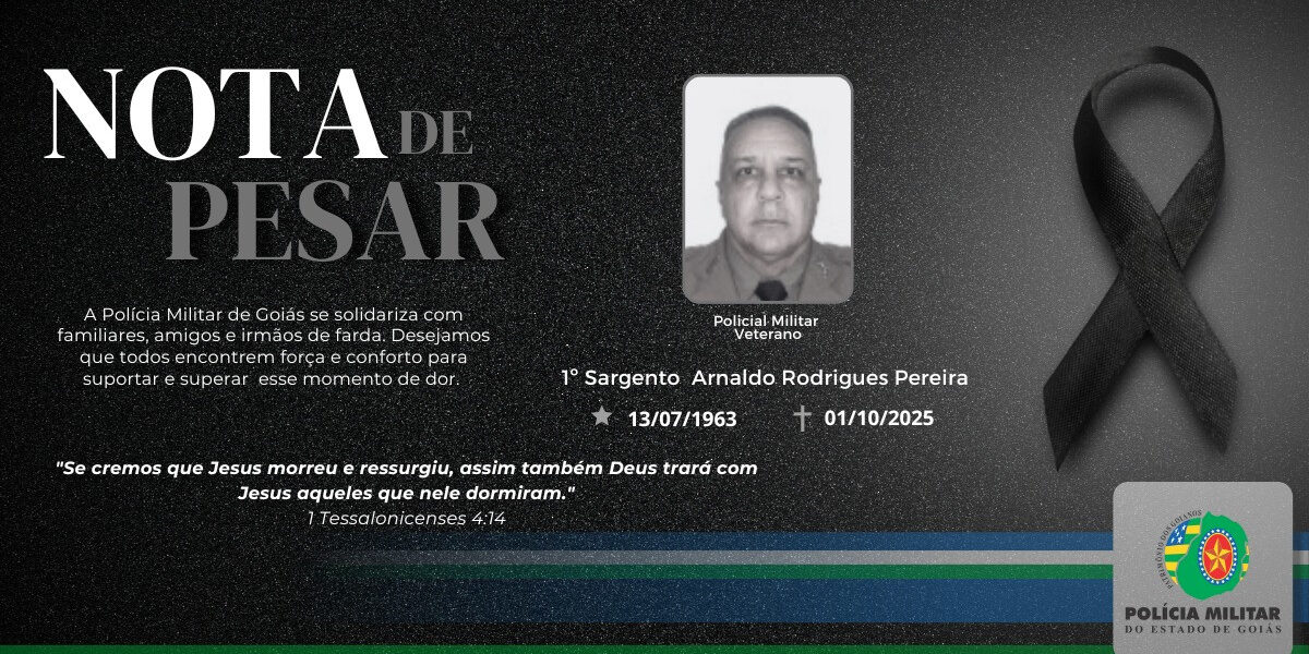 NOTA DE FALECIMENTO – 1º SARGENTO VETERANO ARNALDO RODRIGUES PEREIRA
