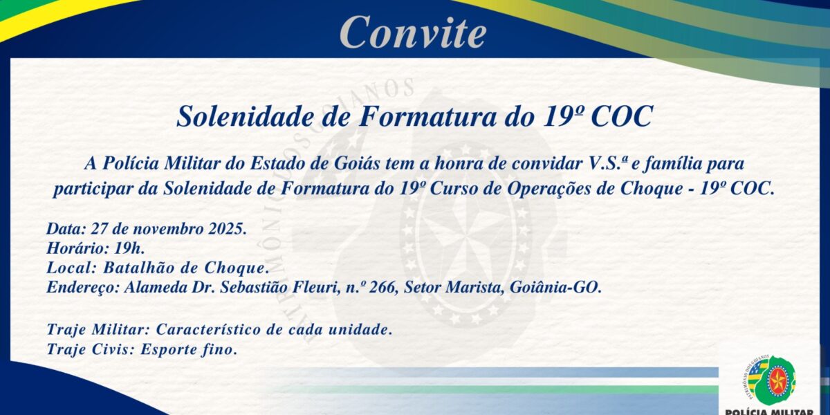 CONVITE – SOLENIDADE DE FORMATURA DO 19º COC