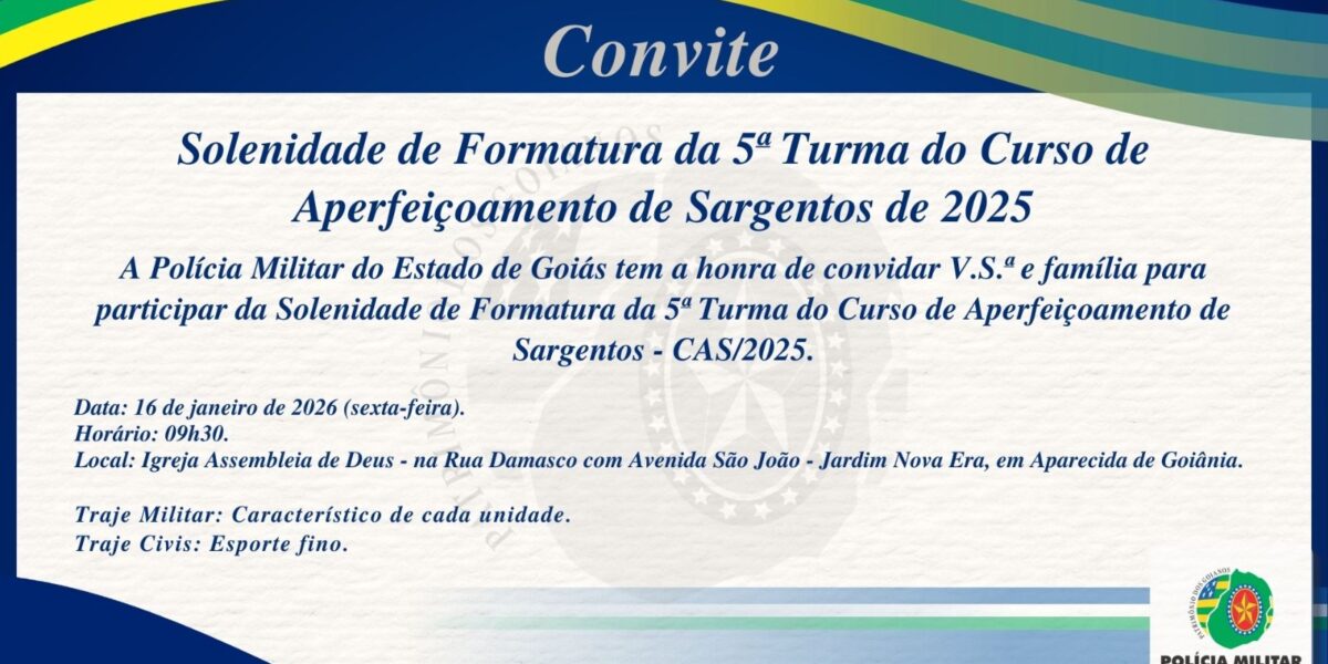 CONVITE – SOLENIDADE DE FORMATURA – CAS/2025