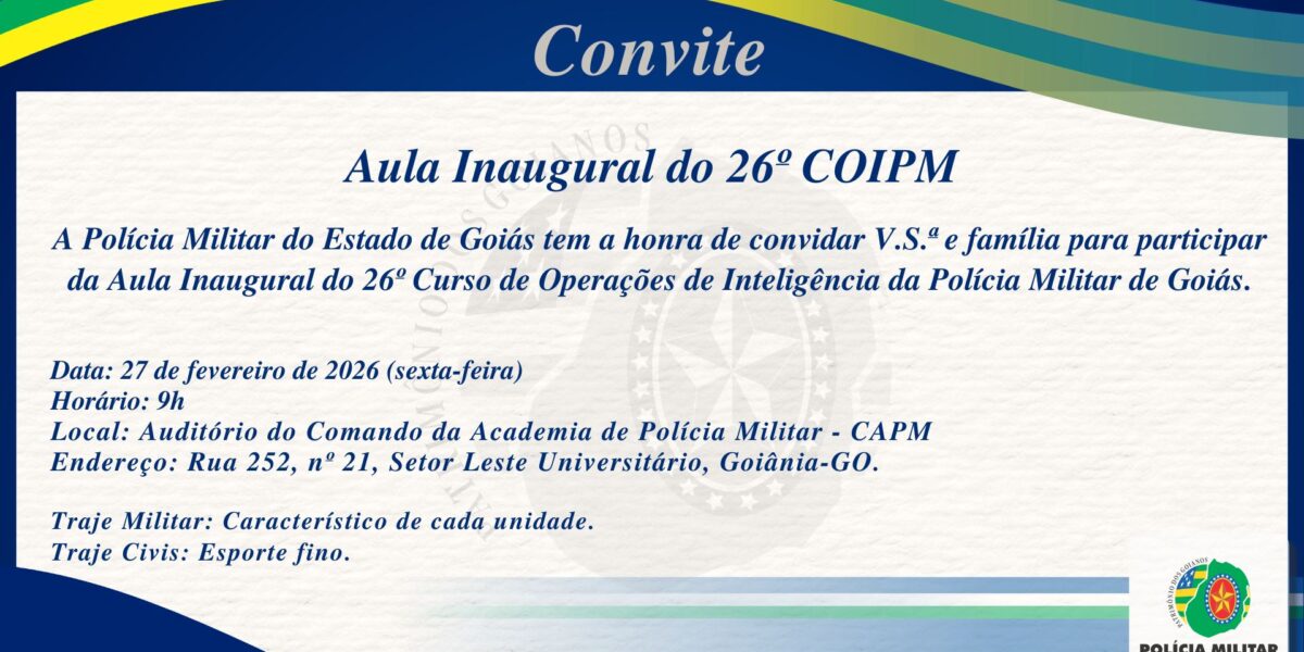 CONVITE – AULA INAUGURAL DO 26º COIPM