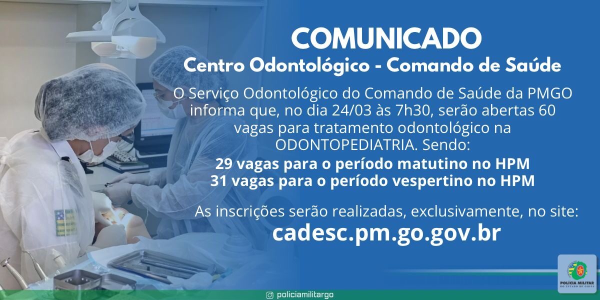 COMUNICADO – ABERTURA DE 60 VAGAS PARA ODONTOPEDIATRIA NO HPM