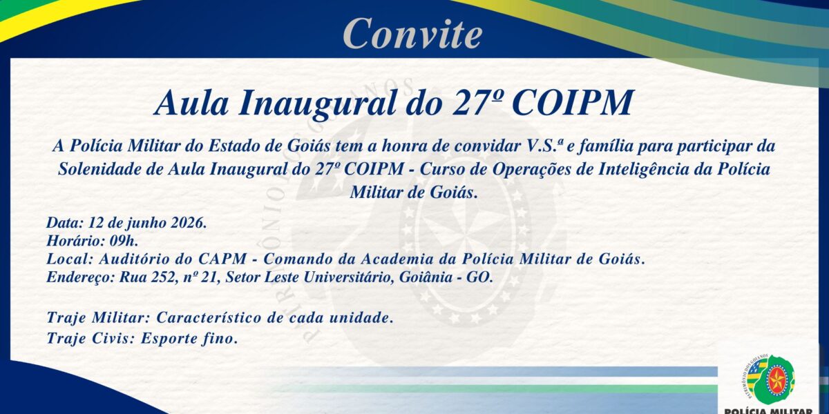 CONVITE – AULA INAUGURAL DO 27º COIPM
