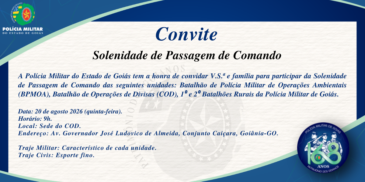 CONVITE – SOLENIDADE DE PASSAGEM DE COMANDO