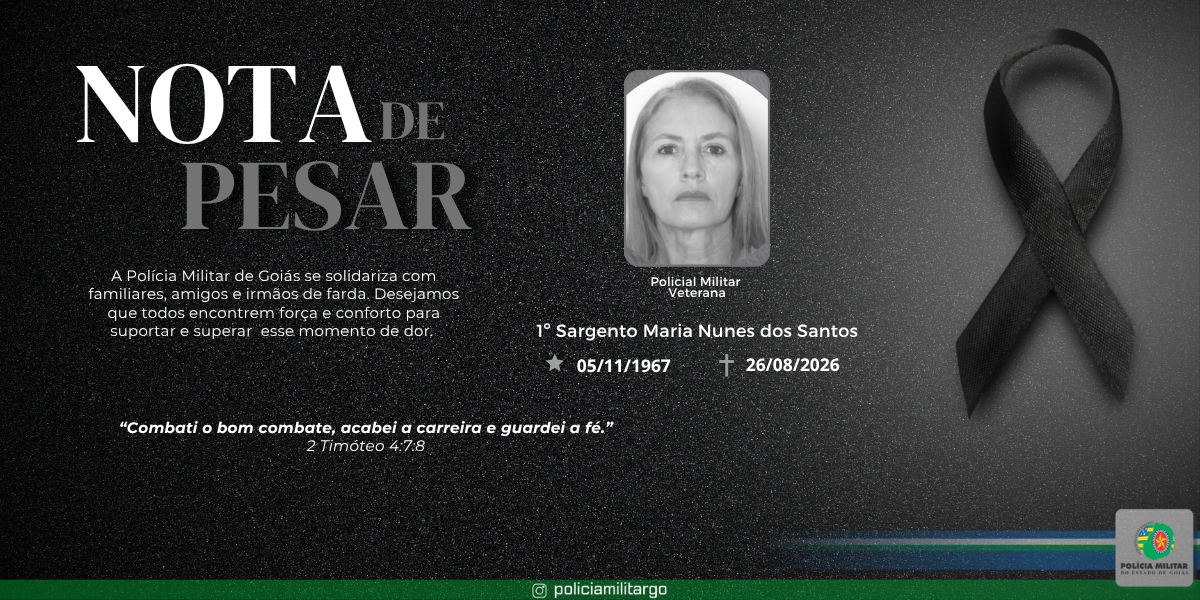 NOTA DE FALECIMENTO – 1º SARGENTO VETERANA MARIA NUNES DOS SANTOS